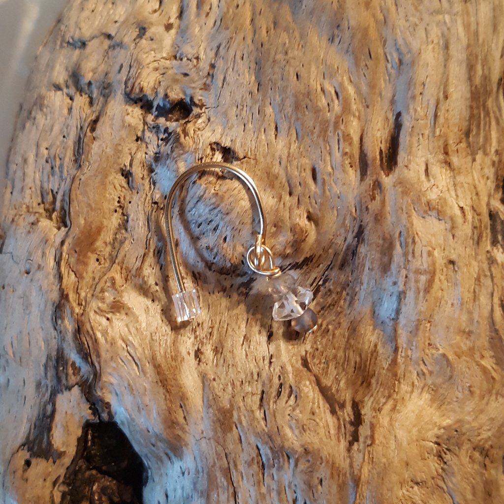 Gold Herkimer Diamond Labradorite Belly Ring Dangle